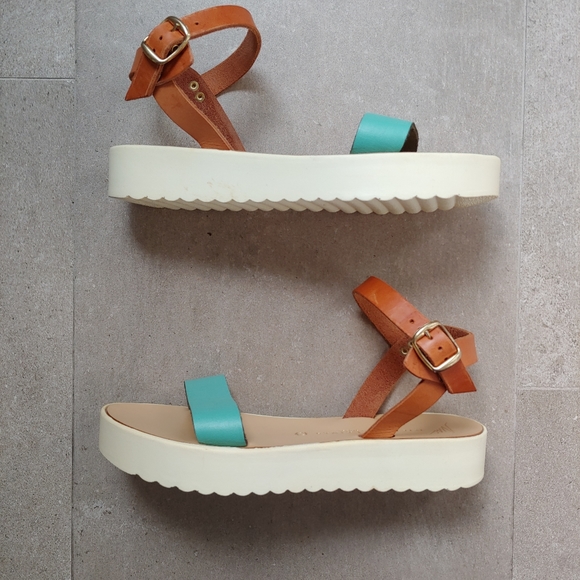 Greek Leather Platform Sandals Nicolas Lainas Size 6 EU 36 - Picture 8 of 15